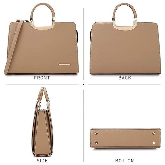 Womens Handbag Top Handle Shoulder Bag , 1-beige - Picture 3 of 5